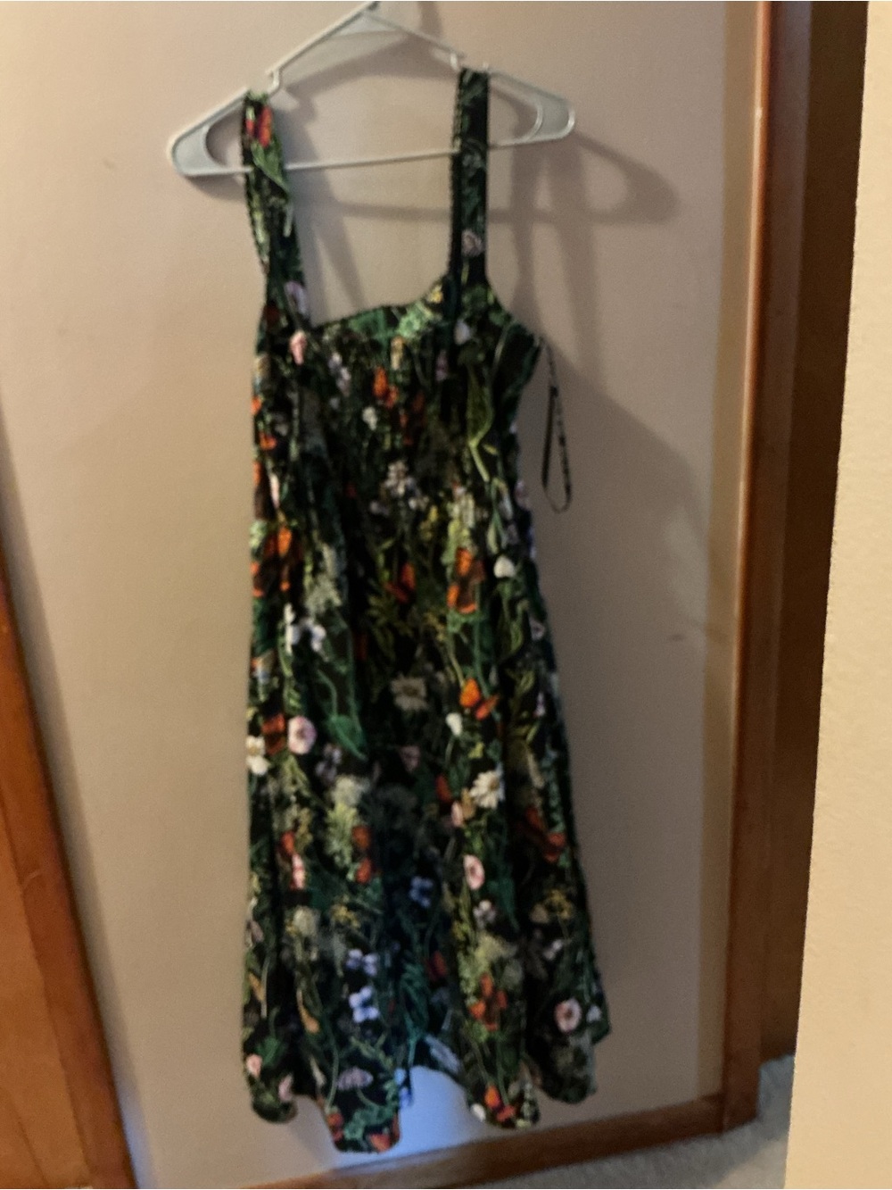 Avec Les Filles Dark Green Floral Midi Dress